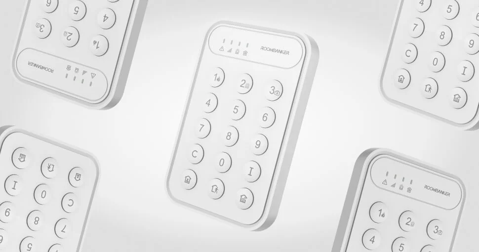 Teclado de Roombanker con fondo gris