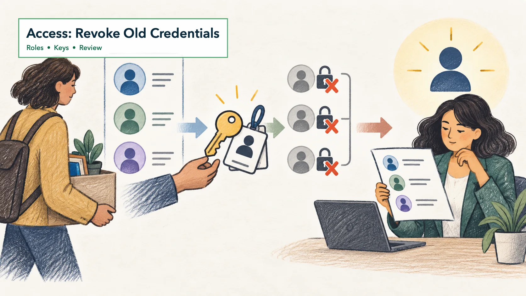 Revoking former staff credentials as part of business security planning