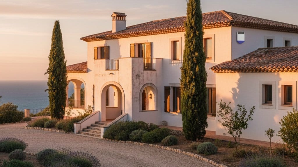 Mediterranean villa installation with multiple buildings requiring long-range wireless alarm coverage