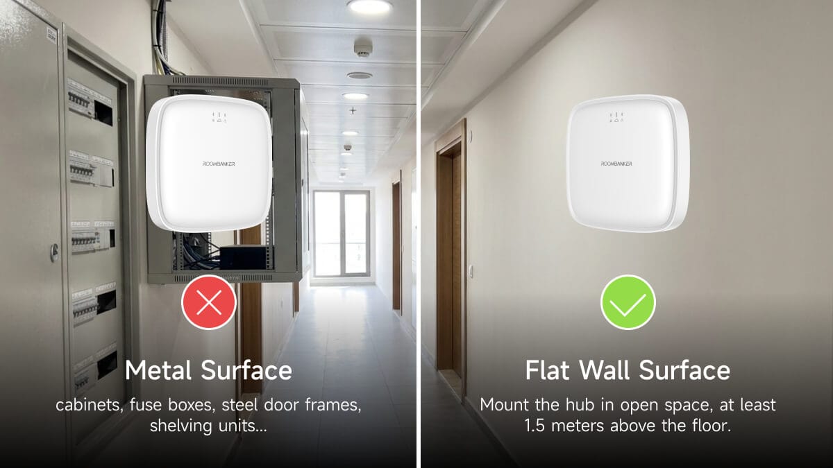 Hub near metal cabinet RF interference